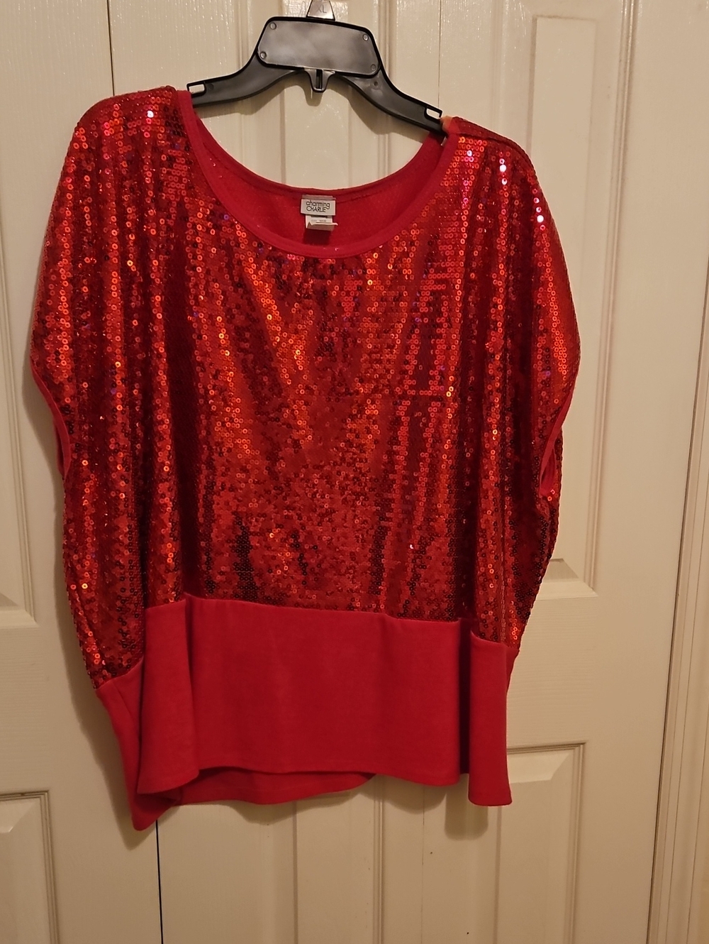 Charming Charlie Red Sequin Top